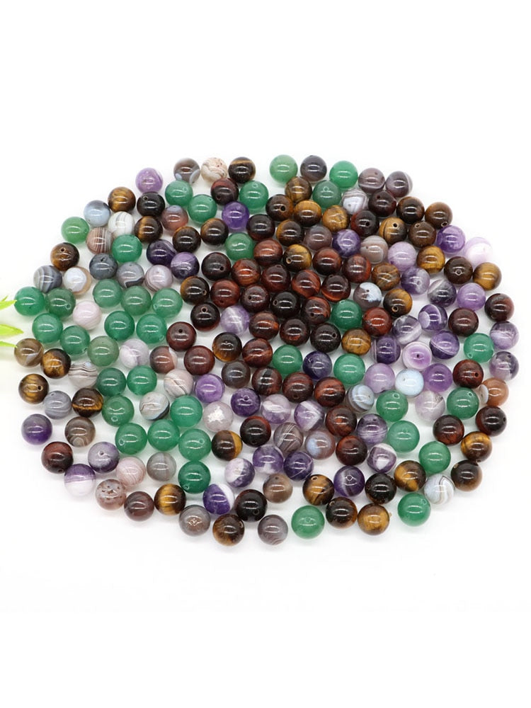 8/10mm Natural Stones Crystal Loose Beads Round Smooth Gemstones Spacer Charms DIY Necklace Bracelet Jewerly Making Accessories