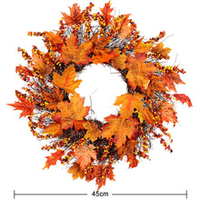 Load image into Gallery viewer, 45CM Artificial Autumn Wreath Fall Hanging Simulation Fall Garland Harvest Festival
