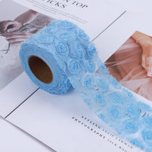 Load image into Gallery viewer, 5yard /roll 14colors Rose Flower 3D Chiffon Lace Trim Ribbon Fabric for Applique Sewing Wedding Headdress Decoration Accessories
