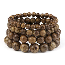 Load image into Gallery viewer, 6/8/10/12mm Men Vintage Bracelet Original Wooden Beads Meditation Prayer Buddha Stretch Bracelets&amp;Bangle Women Yoga Jewelry Gift
