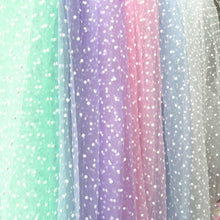 Load image into Gallery viewer, White Khaki Flocked Polka Dot Mesh Tulle Fabric High Quality Polyester Stretch DIY Dress Wedding Decoration Puff Skirt Net Cloth
