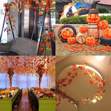 Load image into Gallery viewer, 12pcs Fall Maple Leaf Garland Artificial Maple Leaf Hanging Rattan Wreath Thanksgiving Fireplace Fall
