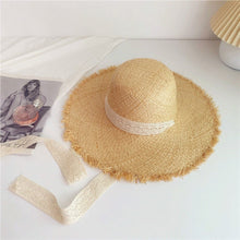 Load image into Gallery viewer, 2023 Summer Natural Raffia Straw Hat Large Wide Brim Sun Hats for Women  Panama Ladies UPF Travel Holiday Beige Beach Floppy Hat
