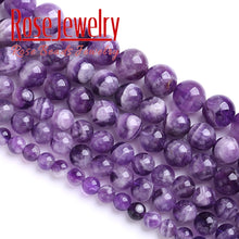 Load image into Gallery viewer, 4-6-8-10-12 mm Wholesale Natural Stone Dream Lace Color Purple Amethysts Crystals Round Loose Beads; Strand
