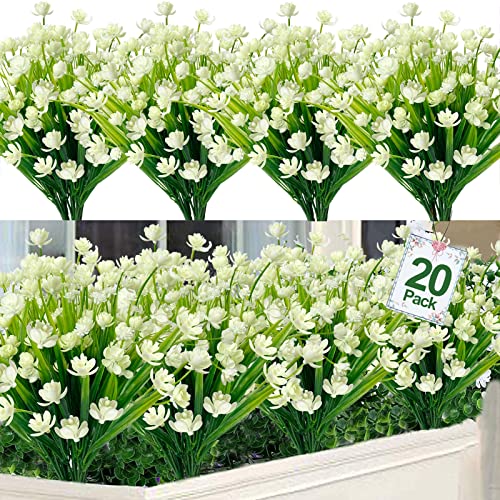 20 Bundles Artificial Flowers for Outdoor Decoration Spring Summer Decoration UV Resistant Faux Outdoor Home Garden Decor