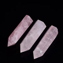 Load image into Gallery viewer, Raw Natural Pink Rose Quartz Crystal Point Wand Hexagonal 40-90mm
