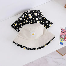 Load image into Gallery viewer, Summer Double-Sided Daisy Bucket Hats Women&#39;s Embroidery Hip Hop Panama Bob Caps Folded Beach Sun Fisherman Hat for Ladies Mens
