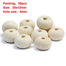 Load image into Gallery viewer, 20-500pcs/Lot 12mm Vintage Natural Big Hole Wooden Beads For Necklace Bracelet Charms for Diy Jewelry Making Hair Accessories
