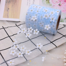 Load image into Gallery viewer, 6cm 5Yards Floret Tulle Daisy Ribbon Roll DIY Handmade Craft Hair Ornament Baking Cherry Blossoms Printed Mesh Fabric Supplies
