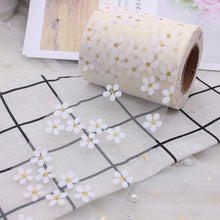 Load image into Gallery viewer, 6cm 5Yards Floret Tulle Daisy Ribbon Roll DIY Handmade Craft Hair Ornament Baking Cherry Blossoms Printed Mesh Fabric Supplies
