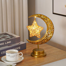 Load image into Gallery viewer, Ramadan Gold Moon Led Lights Ramadan Decoration Iron Art Fairy Lights Eid Al Adha Islamic Muslim Eid Mubarak Room Home Decor
