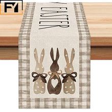 Load image into Gallery viewer, Carrot Bunny Happy Easter Table Runner Spring Summer Seasonal Holiday Kitchen Table Decoration Suitable Indoor Home
