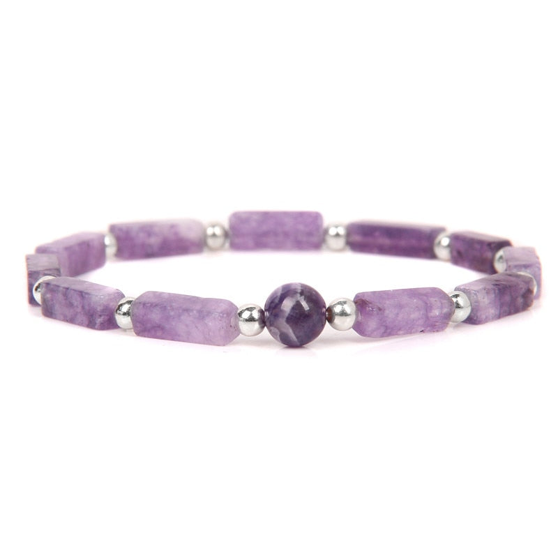 Natural Amethysts Bracelet Set Body-purify Slimming Healing Stone Bracelets For Women Men Loss Weight Yoga Meditation Jewelry