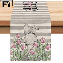 Load image into Gallery viewer, Carrot Bunny Happy Easter Table Runner Spring Summer Seasonal Holiday Kitchen Table Decoration Suitable Indoor Home
