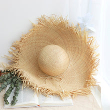 Load image into Gallery viewer, 2023 Summer Natural Raffia Straw Hat Large Wide Brim Sun Hats for Women  Panama Ladies UPF Travel Holiday Beige Beach Floppy Hat
