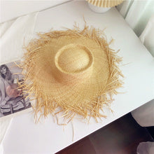 Load image into Gallery viewer, 2023 Summer Natural Raffia Straw Hat Large Wide Brim Sun Hats for Women  Panama Ladies UPF Travel Holiday Beige Beach Floppy Hat
