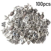 Load image into Gallery viewer, 100pcs Tibetan Silver Mixed Pendant Animals Charms Beads for Jewelry Making Bracelet DIY Earrings Necklace DIY Craft Art Charm
