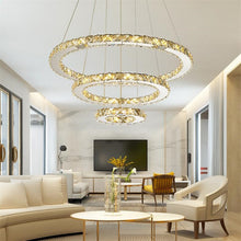 Load image into Gallery viewer, Modern Crystal Led Pendant 3 Rings Crystal Lighting Fixture For Kitchen Dinning Room
