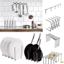 Load image into Gallery viewer, Kitchen Organizer Pot Lid Rack Extended Stainless Steel Spoon Plate Holder Shelf
