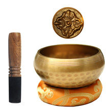 Load image into Gallery viewer, Gandhanra Handmade 3.2&quot; Tibetan Singing Bowl Set With Cross Vajra Symbol
