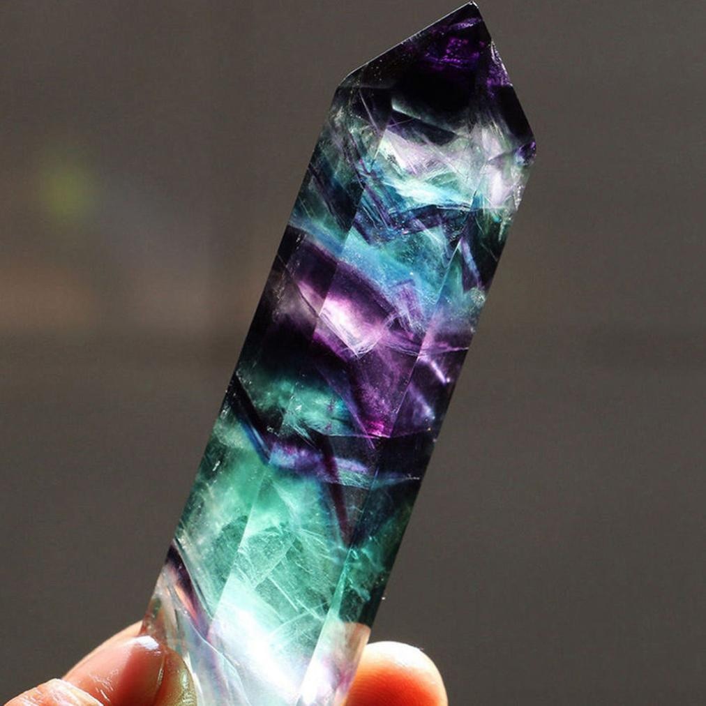 Night Lights Natural Hexagonal Crystal Quartz Healing Fluorite Wand Stone