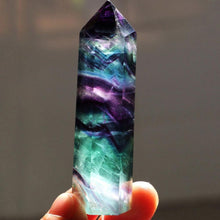 Load image into Gallery viewer, Night Lights Natural Hexagonal Crystal Quartz Healing Fluorite Wand Stone
