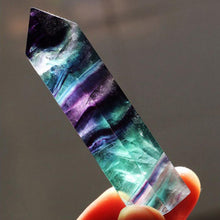 Load image into Gallery viewer, Night Lights Natural Hexagonal Crystal Quartz Healing Fluorite Wand Stone
