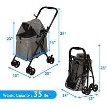 Load image into Gallery viewer, Luxury 4 Wheels Folding Pet Stroller for Medium Dogs or Cats
