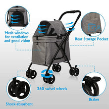 Load image into Gallery viewer, Luxury 4 Wheels Folding Pet Stroller for Medium Dogs or Cats
