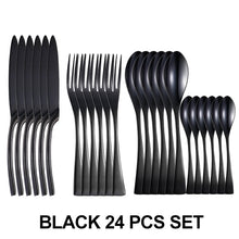 Load image into Gallery viewer, 24Pcs/set Stainless Steel Black Cutlery Set 16Pcs/set Dinnerware Tableware
