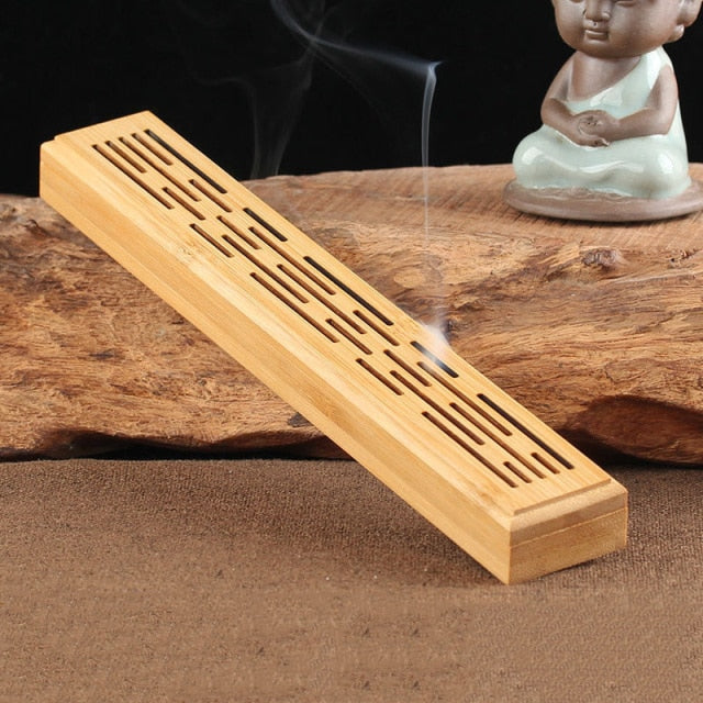 Burner Ash Catcher Bamboo Wood Incense Stick Holder