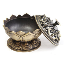 Load image into Gallery viewer, Chinese Buddha Alloy Incense Burner Lotus Flower Holder
