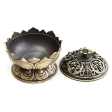 Load image into Gallery viewer, Chinese Buddha Alloy Incense Burner Lotus Flower Holder
