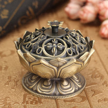 Load image into Gallery viewer, Chinese Buddha Alloy Incense Burner Lotus Flower Holder
