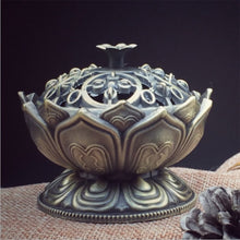 Load image into Gallery viewer, Chinese Buddha Alloy Incense Burner Lotus Flower Holder
