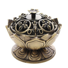 Load image into Gallery viewer, Chinese Buddha Alloy Incense Burner Lotus Flower Holder
