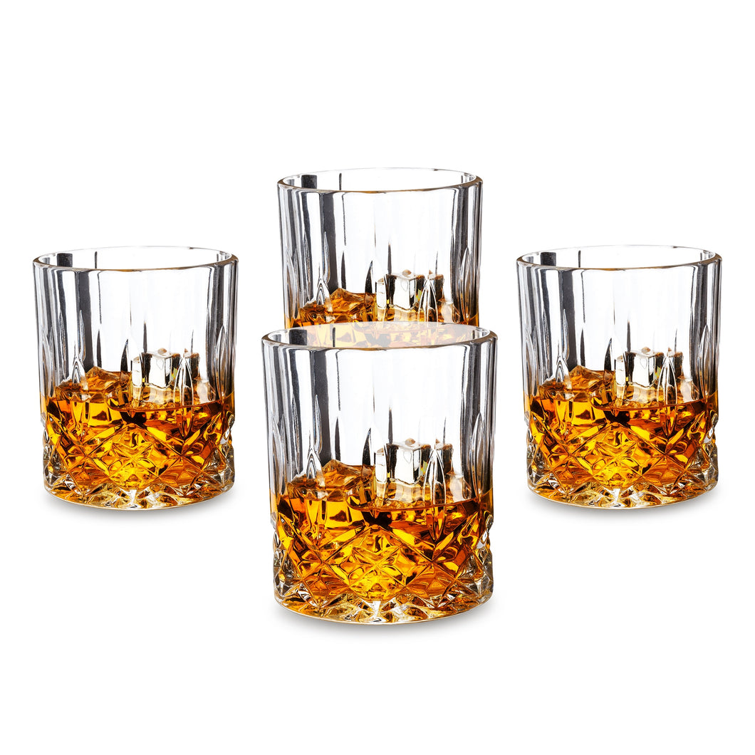 Whiskey Glasses 300ml/10oz Rock Glass Tumbler with Gift Box for Scotch Bourbon Whisky, Set of 4