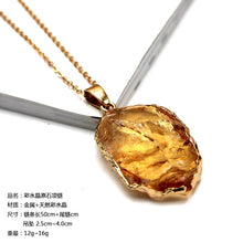 Load image into Gallery viewer, Natural Stone Pendant, Irregular Plated Gold Edge Healing Crystal Quartz Stone Pendant
