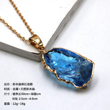 Load image into Gallery viewer, Natural Stone Pendant, Irregular Plated Gold Edge Healing Crystal Quartz Stone Pendant
