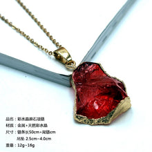 Load image into Gallery viewer, Natural Stone Pendant, Irregular Plated Gold Edge Healing Crystal Quartz Stone Pendant
