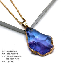 Load image into Gallery viewer, Natural Stone Pendant, Irregular Plated Gold Edge Healing Crystal Quartz Stone Pendant
