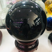 Load image into Gallery viewer, 4cm-20cm +Stand Natural Black Obsidian Sphere Large Crystal Ball +pedestal
