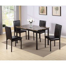 Load image into Gallery viewer, 5 Piece Marble Dining Table Set for Small Spaces Kitchen 4 Faux Leather Chairs with Metal Legs
