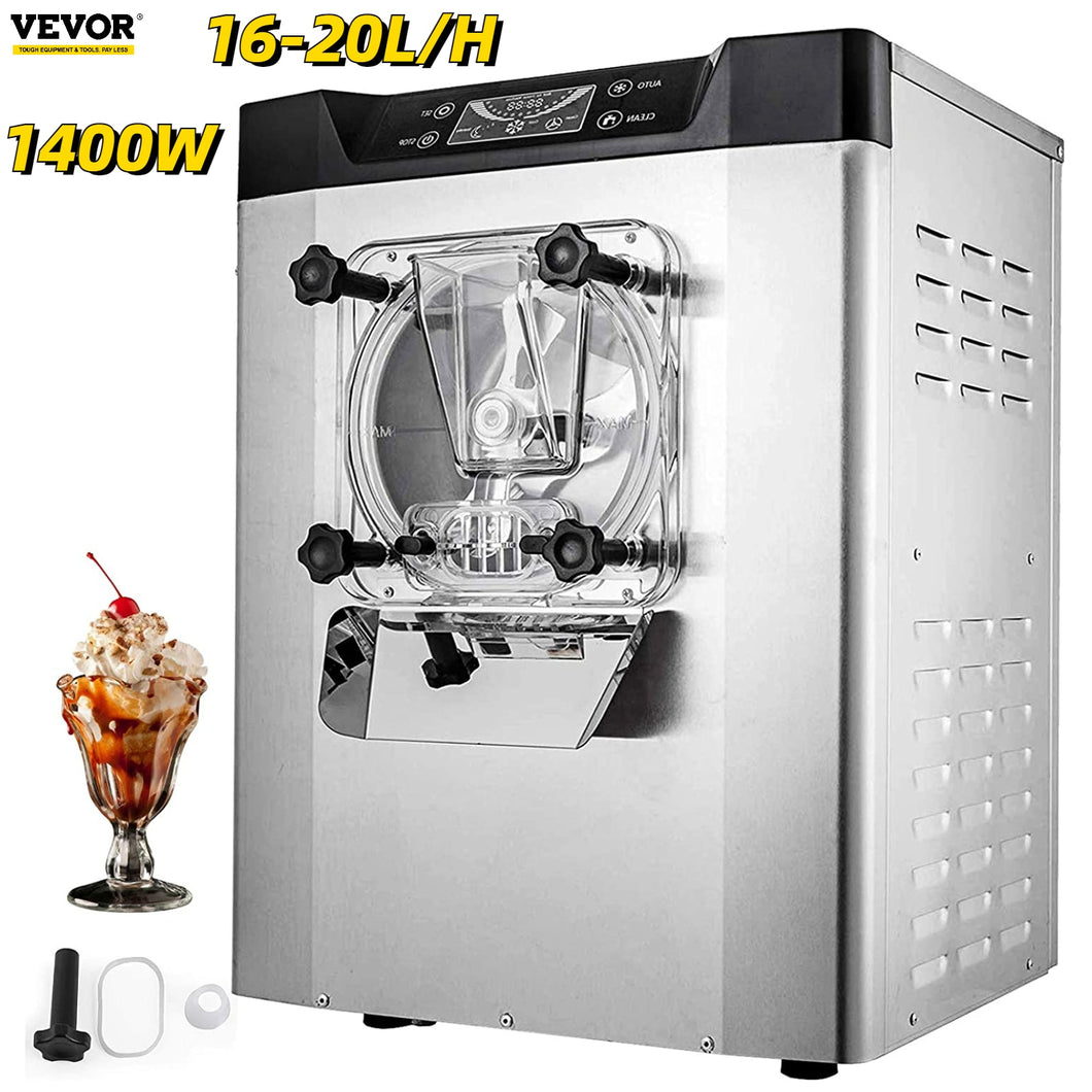 VEVOR Commercial Ice Cream Machine 20L/H Table Top Hard Ice Cream Yogurt Maker 1400W Automatic