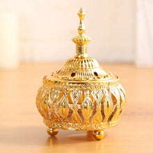 Load image into Gallery viewer, Metal Arabian Incense Burner Metal Censer Home Fragrances Diffuser Oriental Style F4A0 Golden Flower Design
