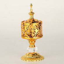 Load image into Gallery viewer, Metal Arabian Incense Burner Metal Censer Home Fragrances Diffuser Oriental Style F4A0 Golden Flower Design
