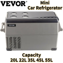 Load image into Gallery viewer, VEVOR Mini Car Refrigerator - Freezer 20L 22L 35L 45L 55L Portable Compressor Cooler 12V/24V DC 110-240V
