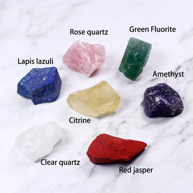 7 Chakra Healing Crystal Stones Set w / Pouch