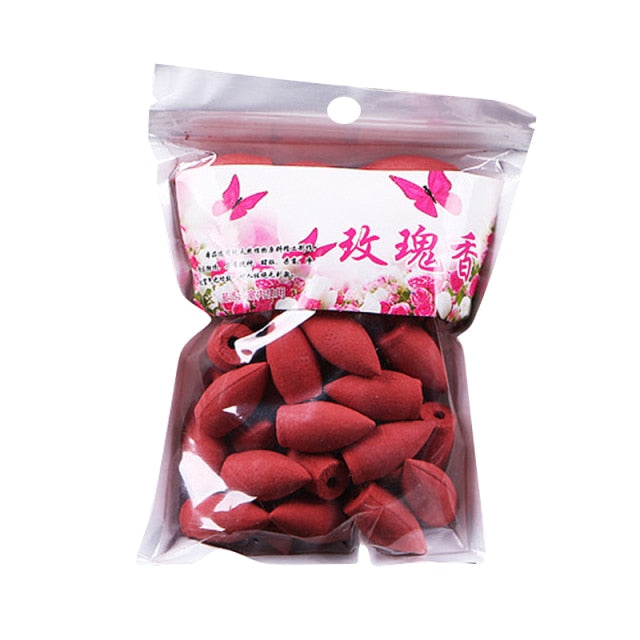 45Pcs/bag Backflow Natural Sandalwood Colored Smoke Incense Cones