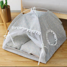 Load image into Gallery viewer, Tent House Cat Bed Portable Removable Washable Teepee with Cushion
